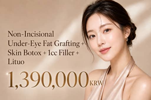 Non-Incisional Under-Eye Fat Grafting + Skin Botox + 1cc Filler + Lituo